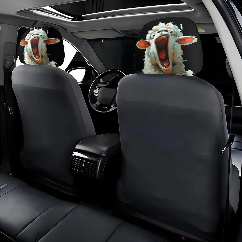 2-Pack Funny Laughing Sheep Art Car Headrest Covers Car Headrest Cover HIP