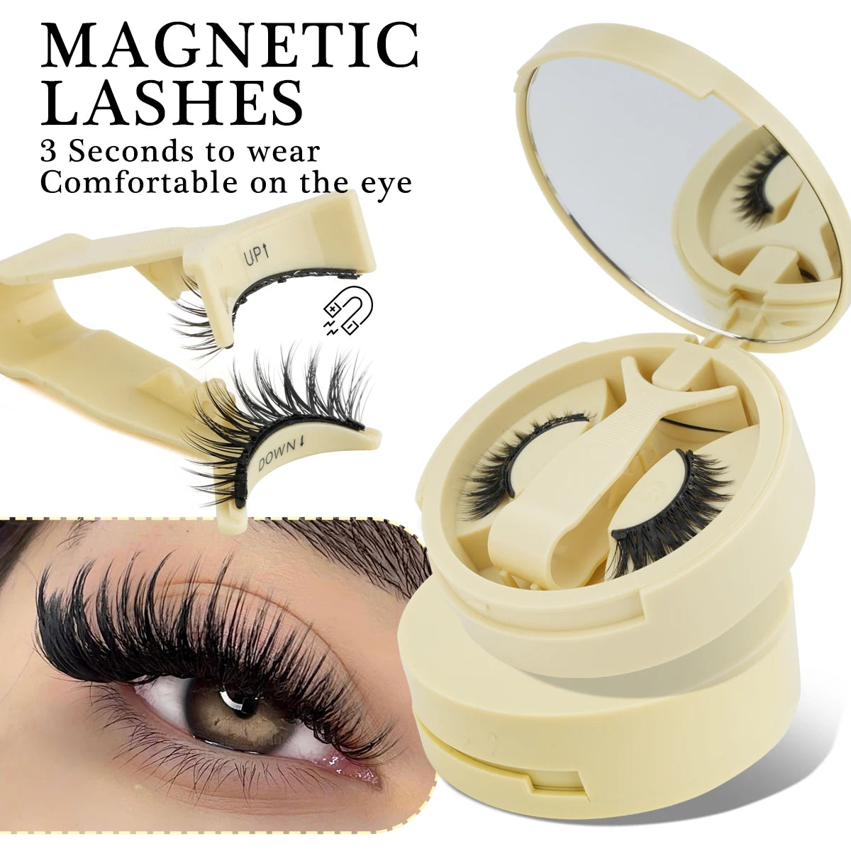 New 1 Pair Cat Eye Magnetic Eyelashes Set With Tweezers Natural Light Eyelash Extension Tools Reusable False Eyelashes Makeup HIP