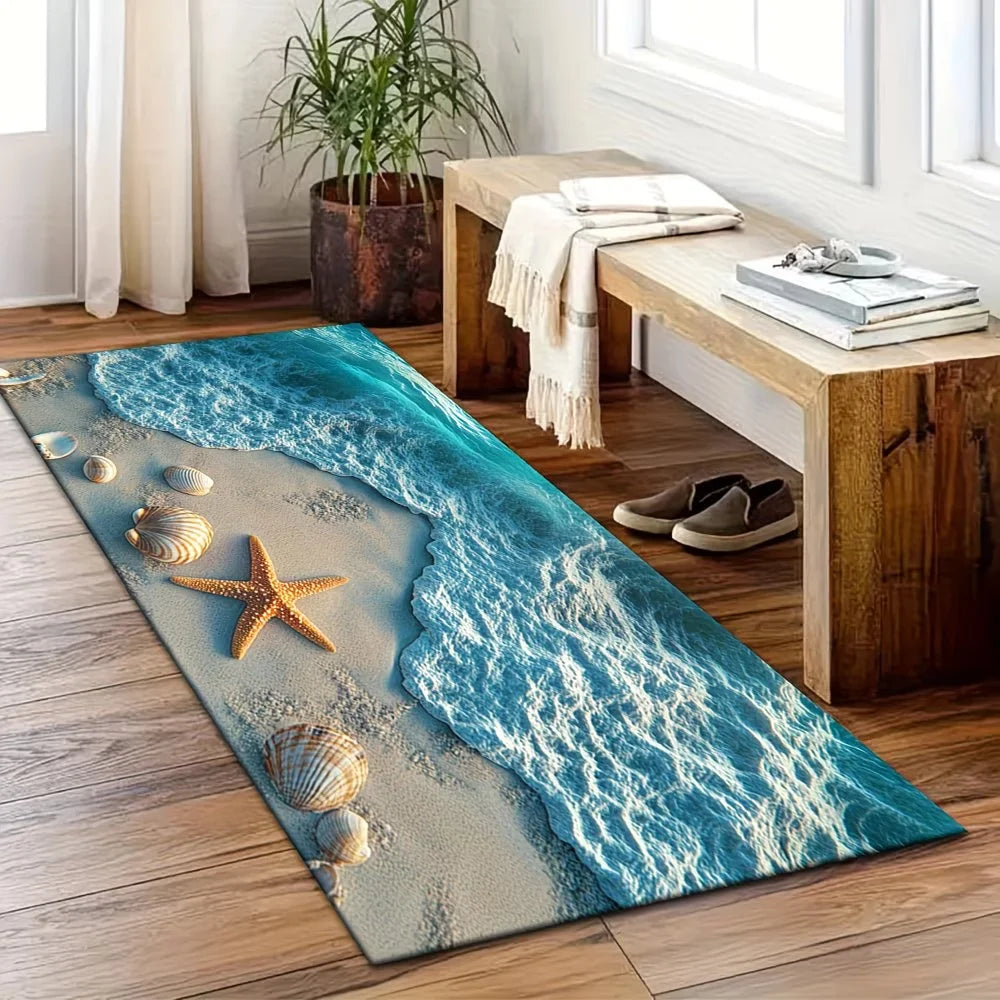 Summer Beach Starfish 3D Runner Rug – Non-Slip Kitchen Mat Runner Rug HIP 2 40x120cm-Felt