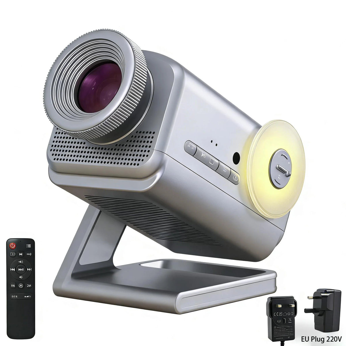 Holographic Star Projector: 60 Dynamic Scenes, 3D HD Floating, Home Cinema Effect, Kids Bedroom Light HIP Silver Gray-EU plug China Mainland EU