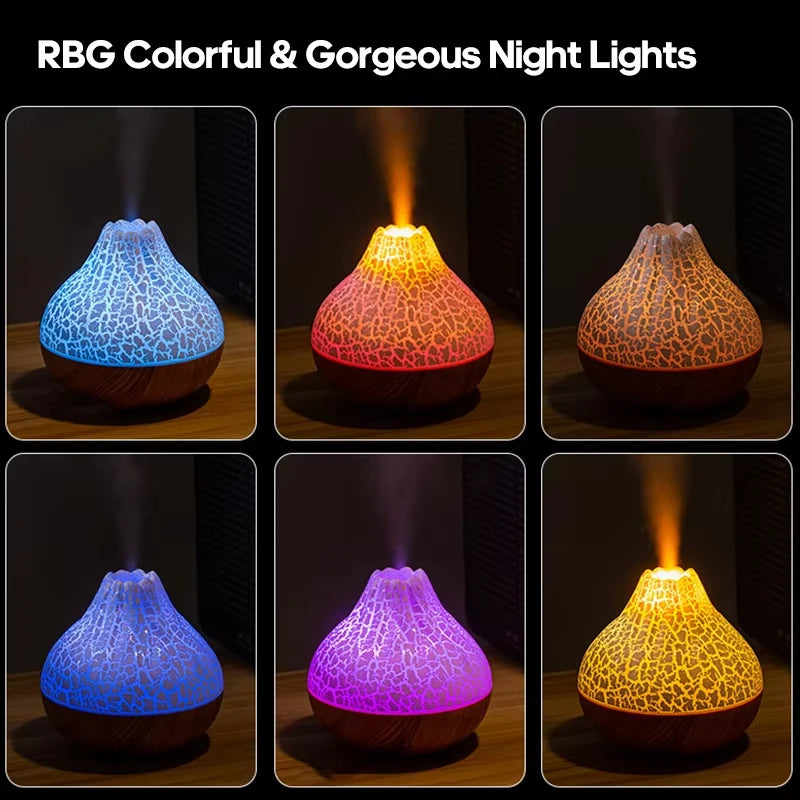 300ml Volcano USB Humidifier – 7-Color Night Light Desktop Desktop Humidifier HIP