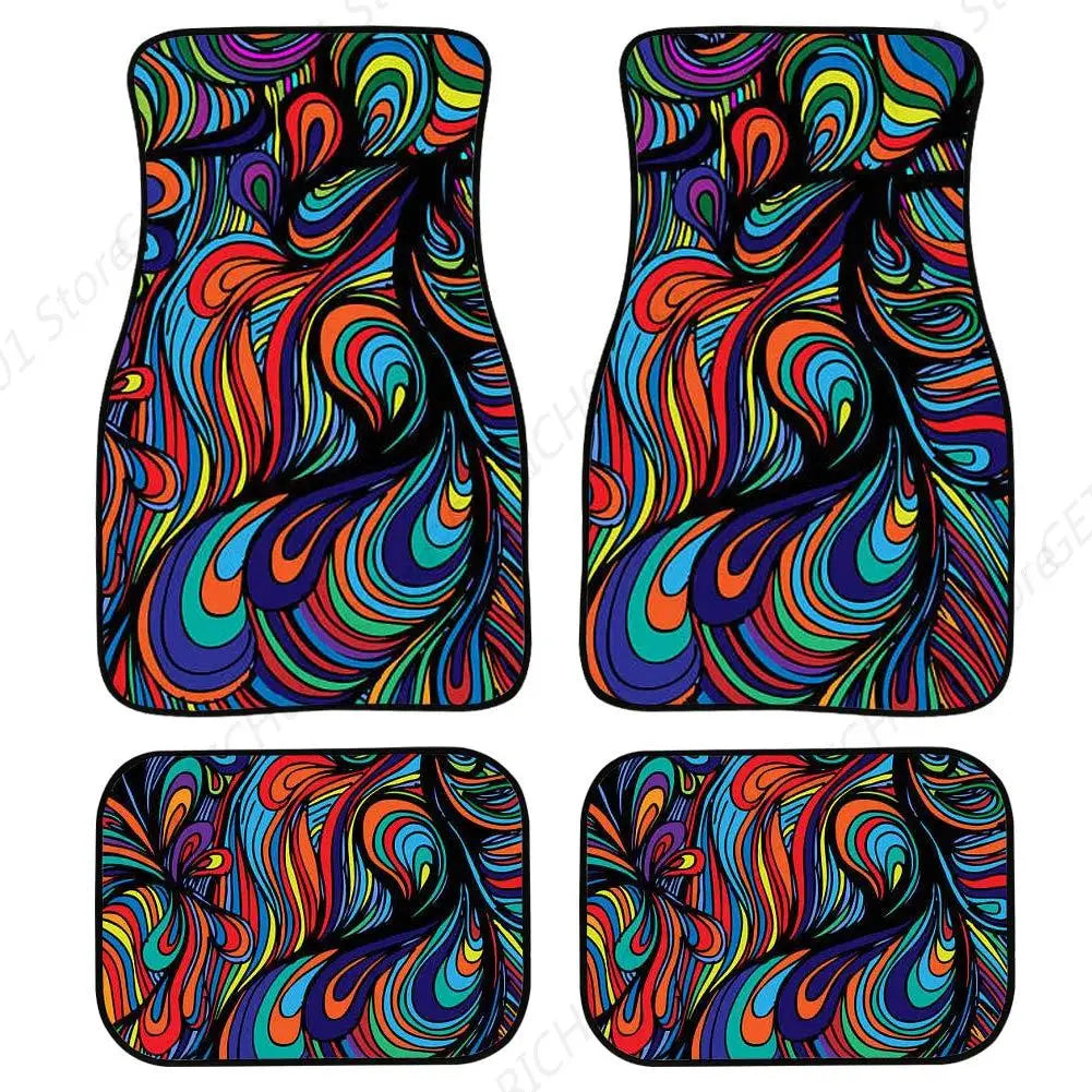 Abstract Car Floor Mats – Universal 4-Piece Set | Trucks & SUVs Car Floor Mats HIP Abstract Design one size