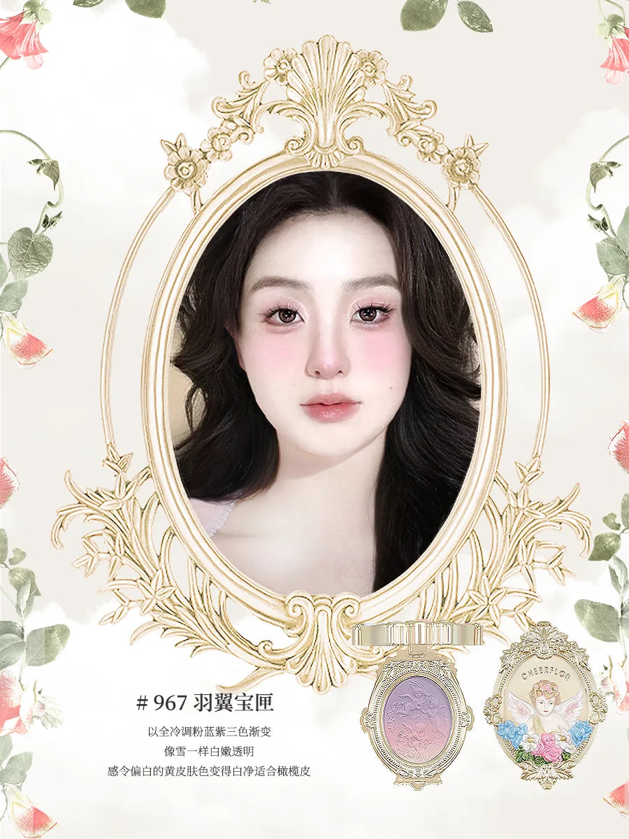 Cheerflor Angel Embossed Gradient Blush – Purple Pink 4.5g Powder Blush HIP