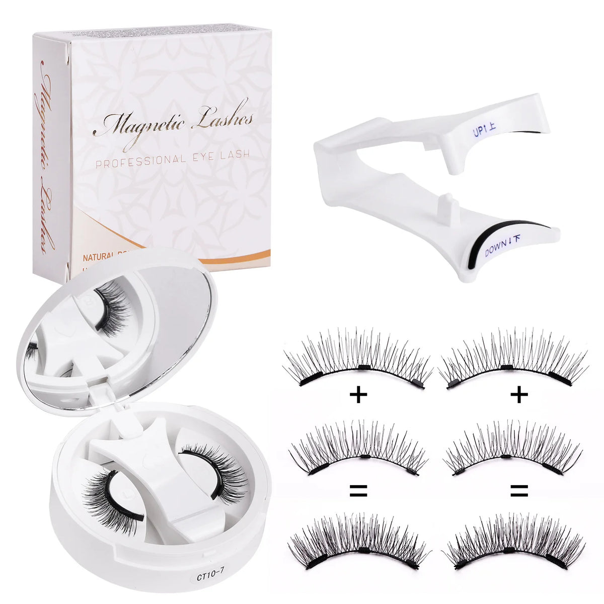 Magnetic Eyelashes Set Reusable Easy to use Eyelash Extension Tools Natural Curler False Eyelashes With Magnetic Tweezers HIP CT-07