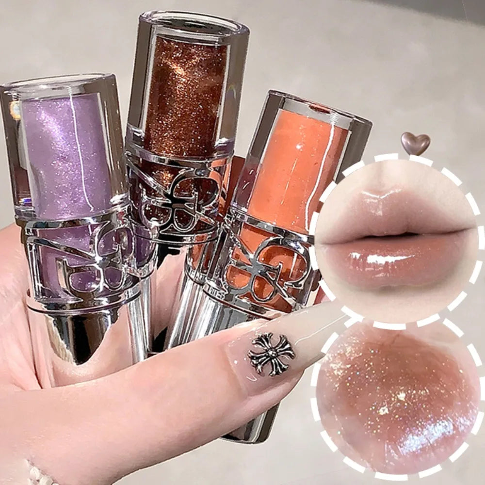 Clear Glass Gray Coffee Shine Lip Gloss Mirror Watery Moisturize Plumper Long Lasting Lip Tint Juicy Lip Oil Gloss Stain Makeup HIP