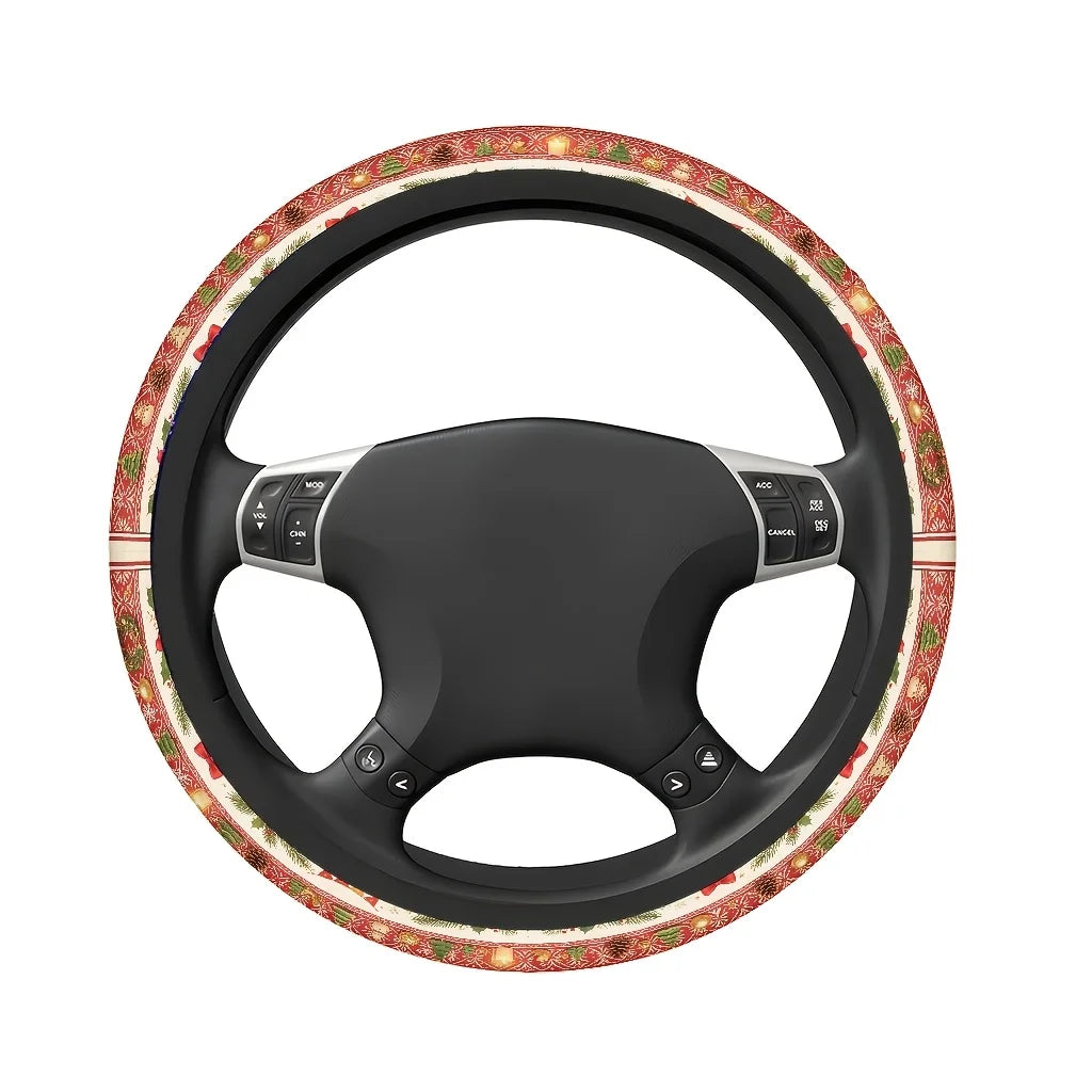 Christmas Pine Branch Berries Car Steering Wheel Cover Steering Wheel Cover HIP