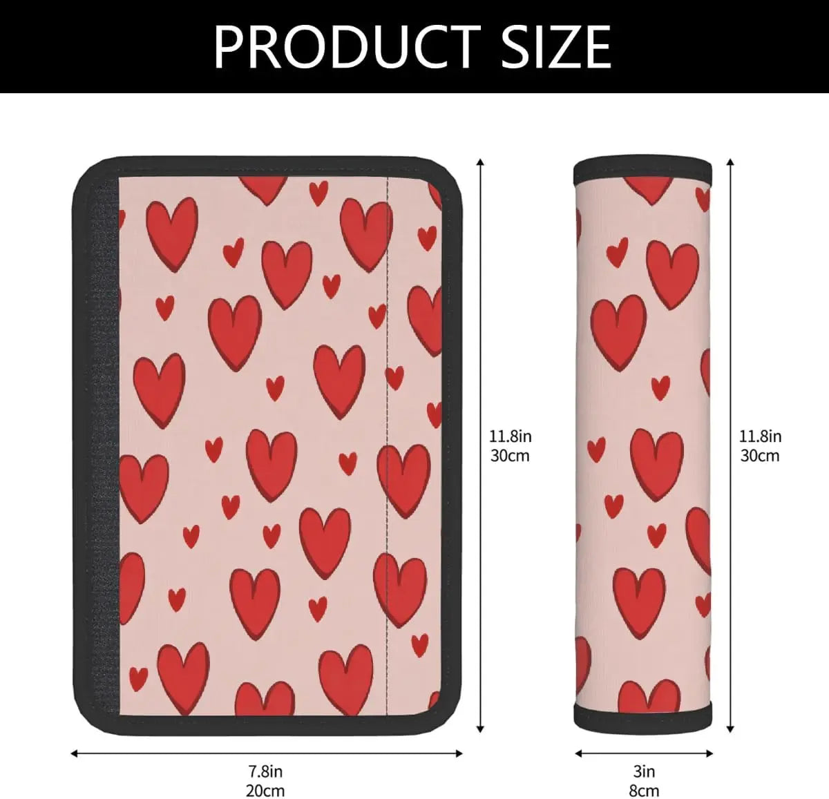 Red Heart Seat Belt Covers – Soft Neoprene Pads, 2-Pack Seat Belt Cover HIP