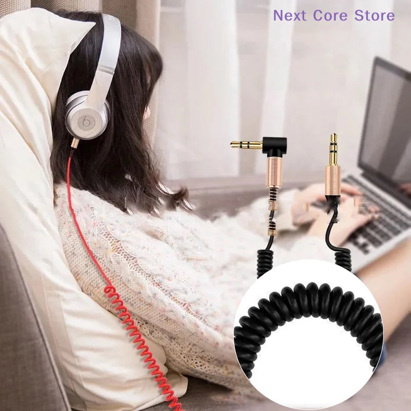 3.5mm AUX Audio Cable Spring Elbow Male to Female – eelhoe AUX Audio Cable HIP