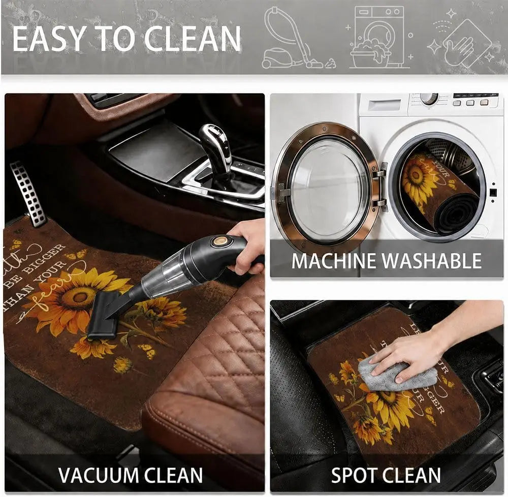 All-Weather Sunflower Car Floor Mats – 4-Piece SUV Set Car Floor Mats HIP