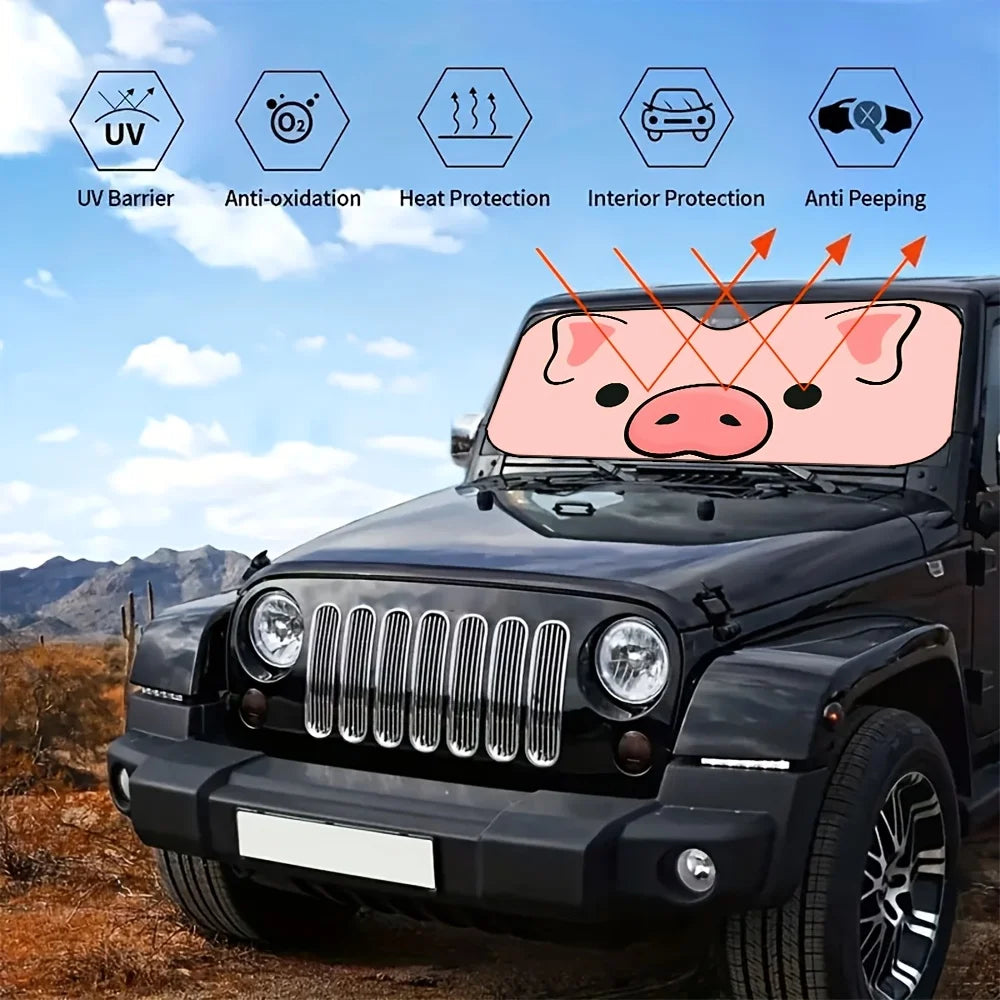 Cartoon Piggy Folding Car Windshield Sun Visor – Summer Car Sun Visor HIP