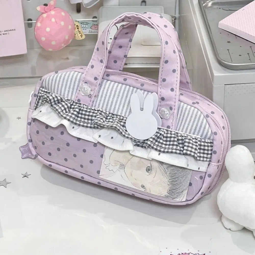 Pink Polka Dot Plaid Pencil Case – Large Capacity Itabag Pencil Case HIP