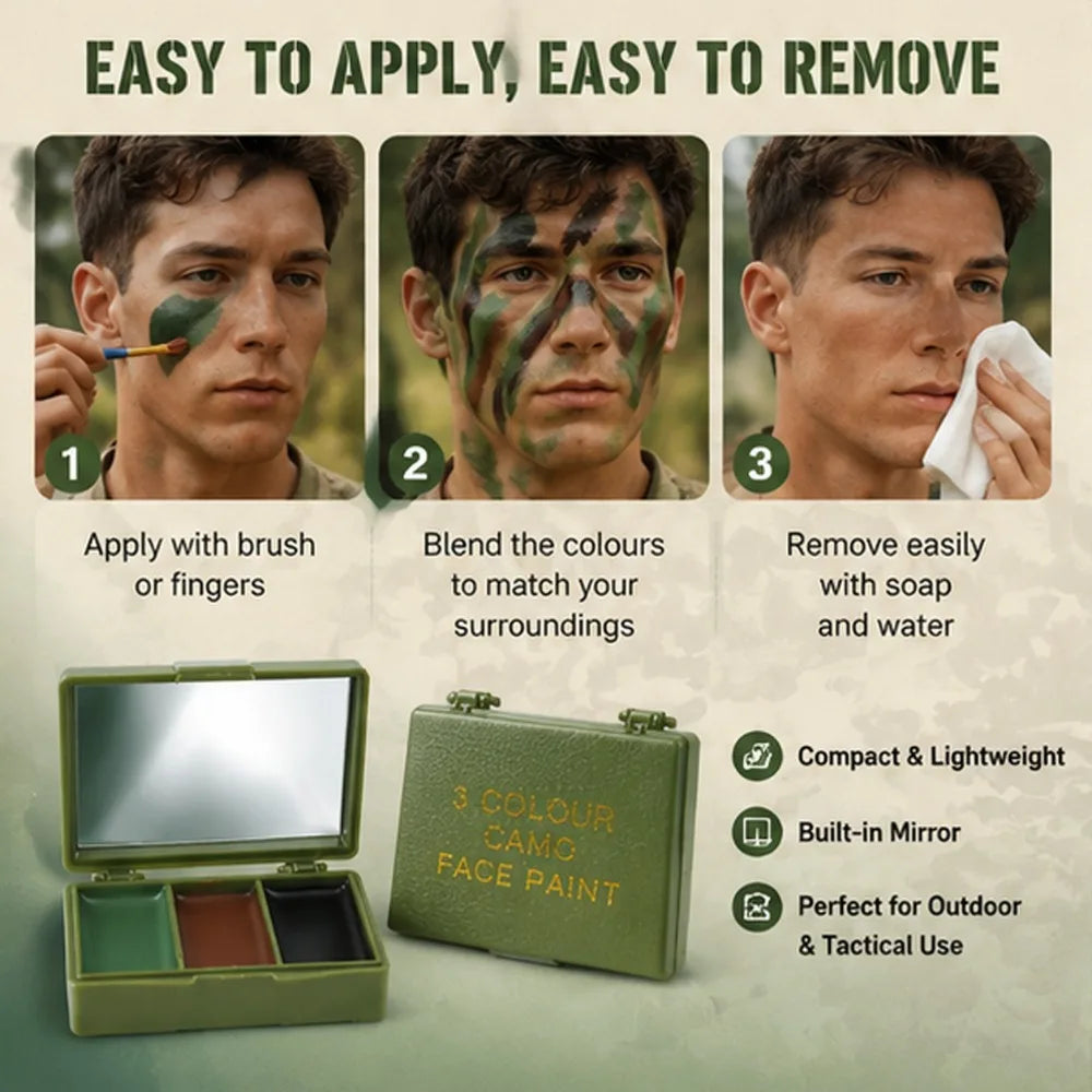 Three-Color Camouflage Face Painting Kit - Tactical Outdoor Cs Field Equipment Realistic Camouflage Makeup Oil Disguise Blending HIP