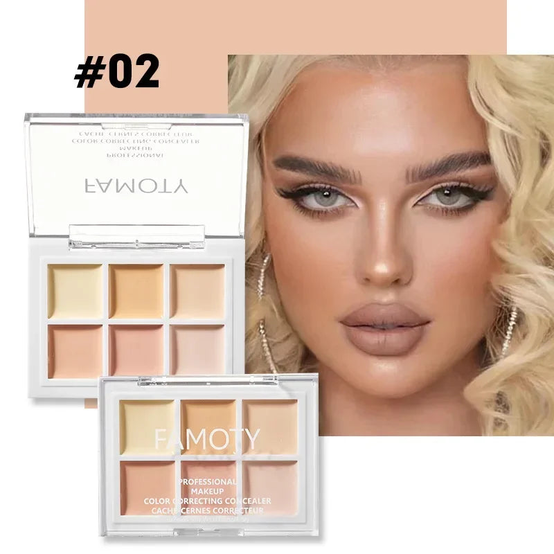 6/9 Colors Concealer Palette Lasting Moisturize Concealer Cream Bronzer Contouring Brightening Highlighter Face Color Corrector HIP FAMOTY-6 color-02