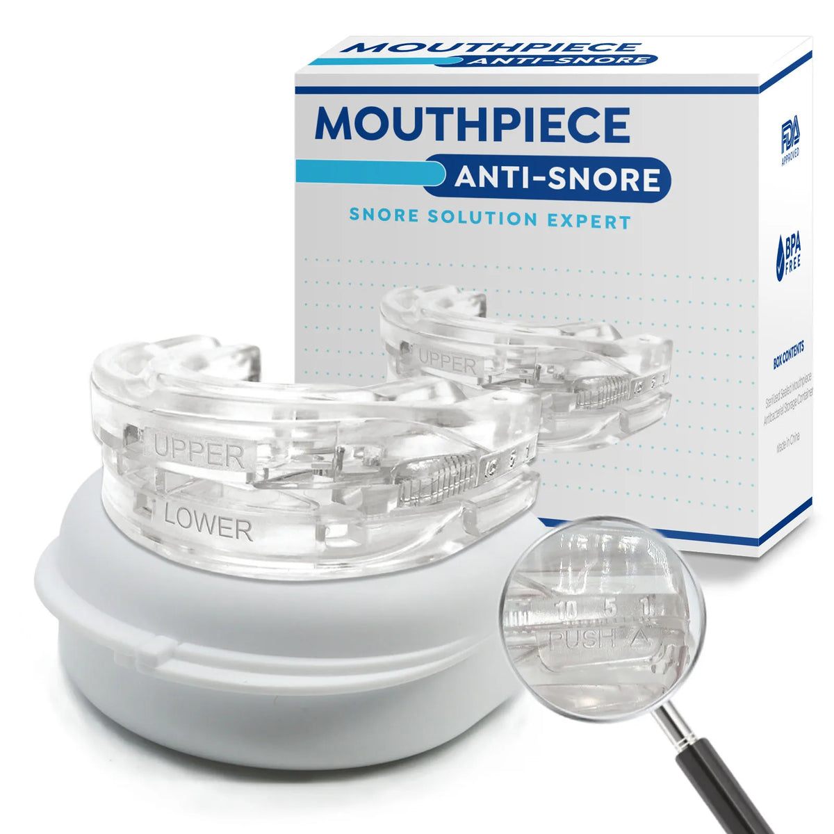 Adjustable Anti-Snoring Mouthguard & Night Bite Guard Night Dental Guard HIP white