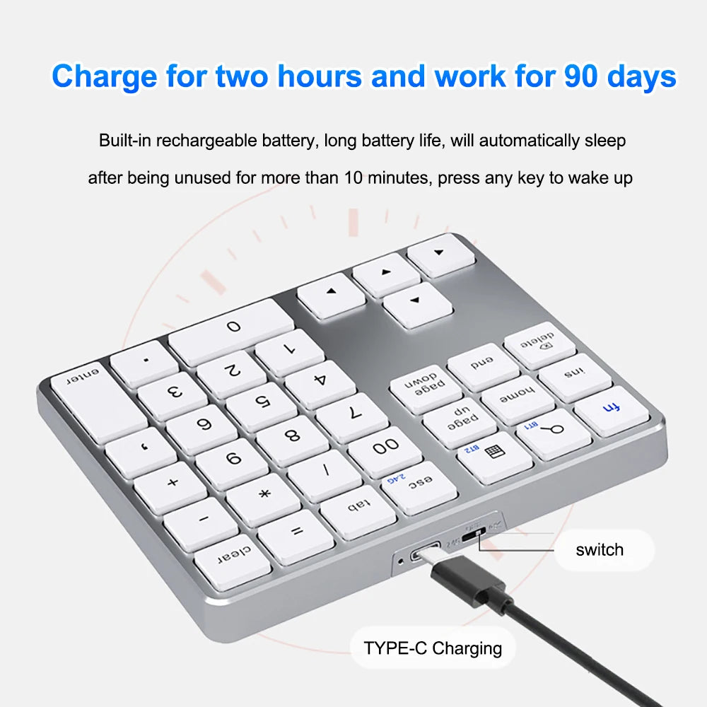 KEBIDUMEI Wireless Numeric Keypad – Dual Bluetooth & 2.4G Wireless Numeric Keypad HIP