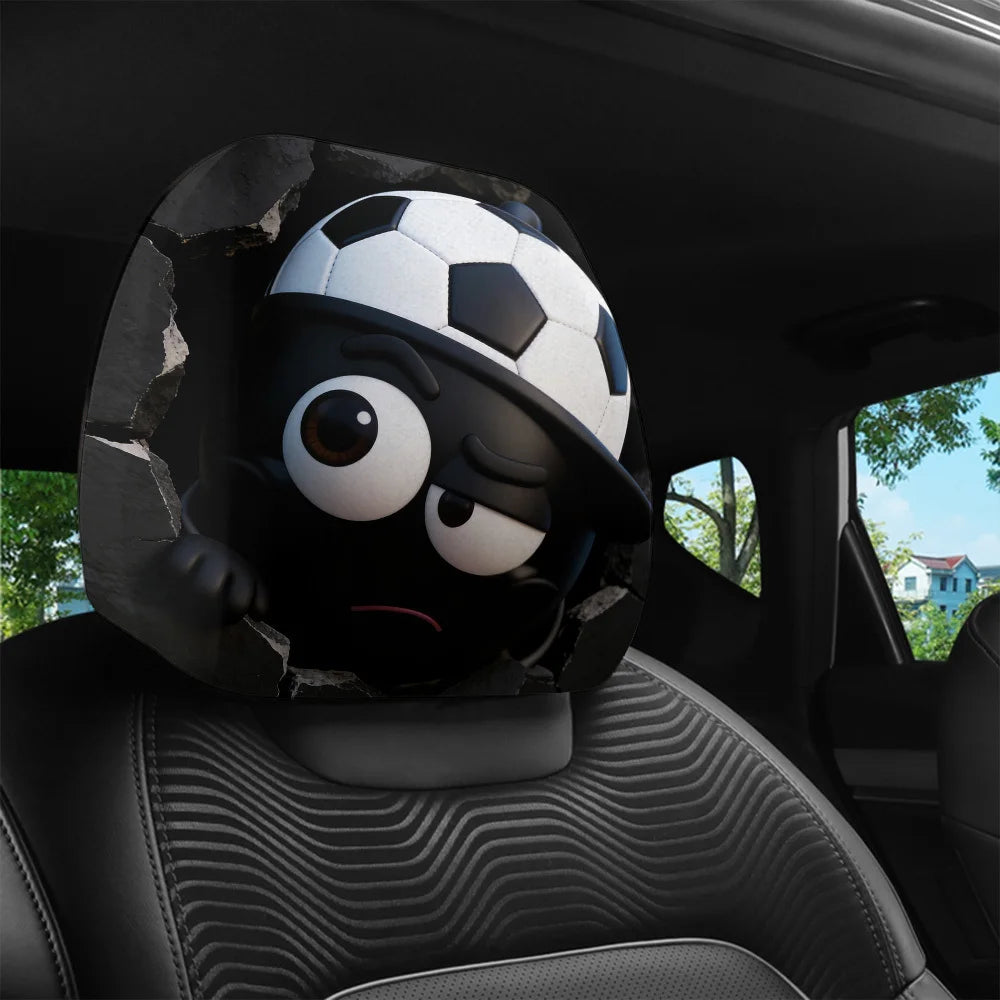 2-Pack Soccer Cartoon Car Headrest Covers | Easy Install & Wash Car Headrest Covers HIP