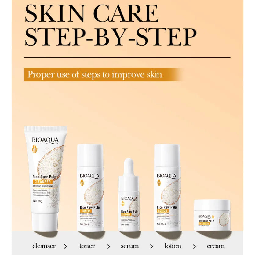 BIOAOUA 5-Piece Rice Extract Brightening Skincare Set Skincare Gift Set HIP