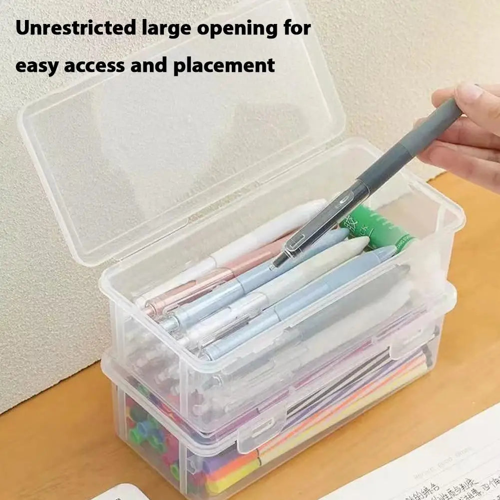 Multi-function Pen Case Clear Plastic Pencil Boxes Portable Mount Storage Pen Box For Oil Pastel Crayon Stationery Organizer Bag HIP