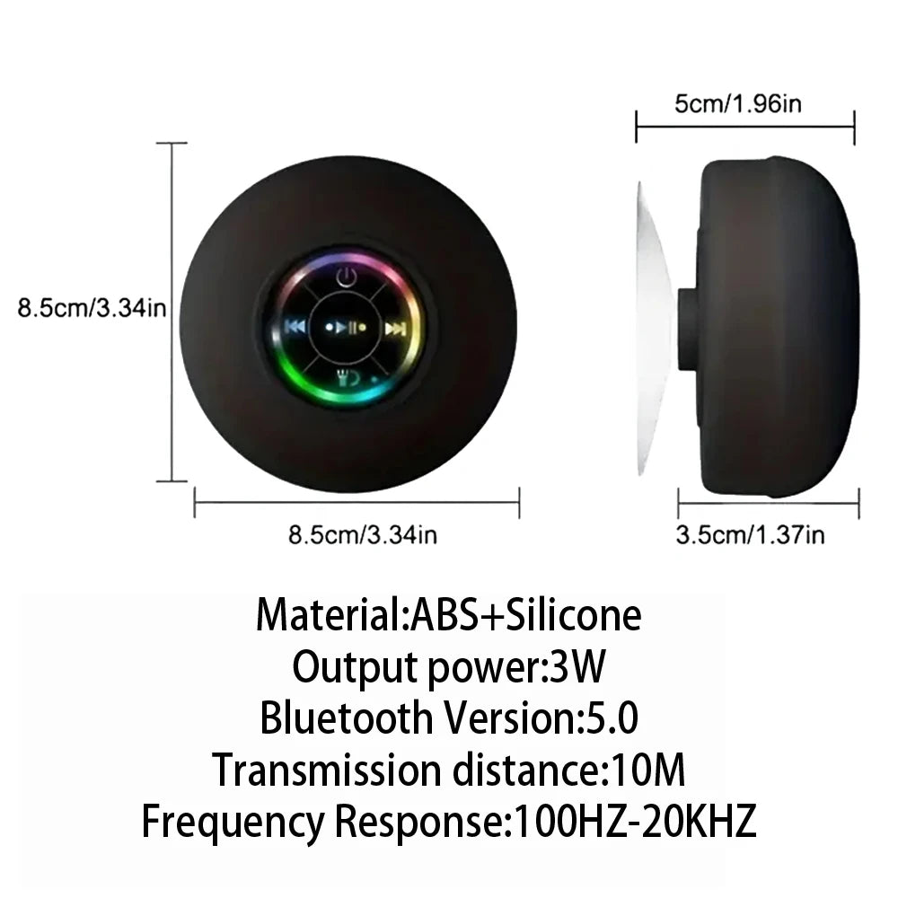 SEamopar IPX4 Waterproof Bluetooth Speaker – Suction Cup & LED Portable Bluetooth Speaker HIP