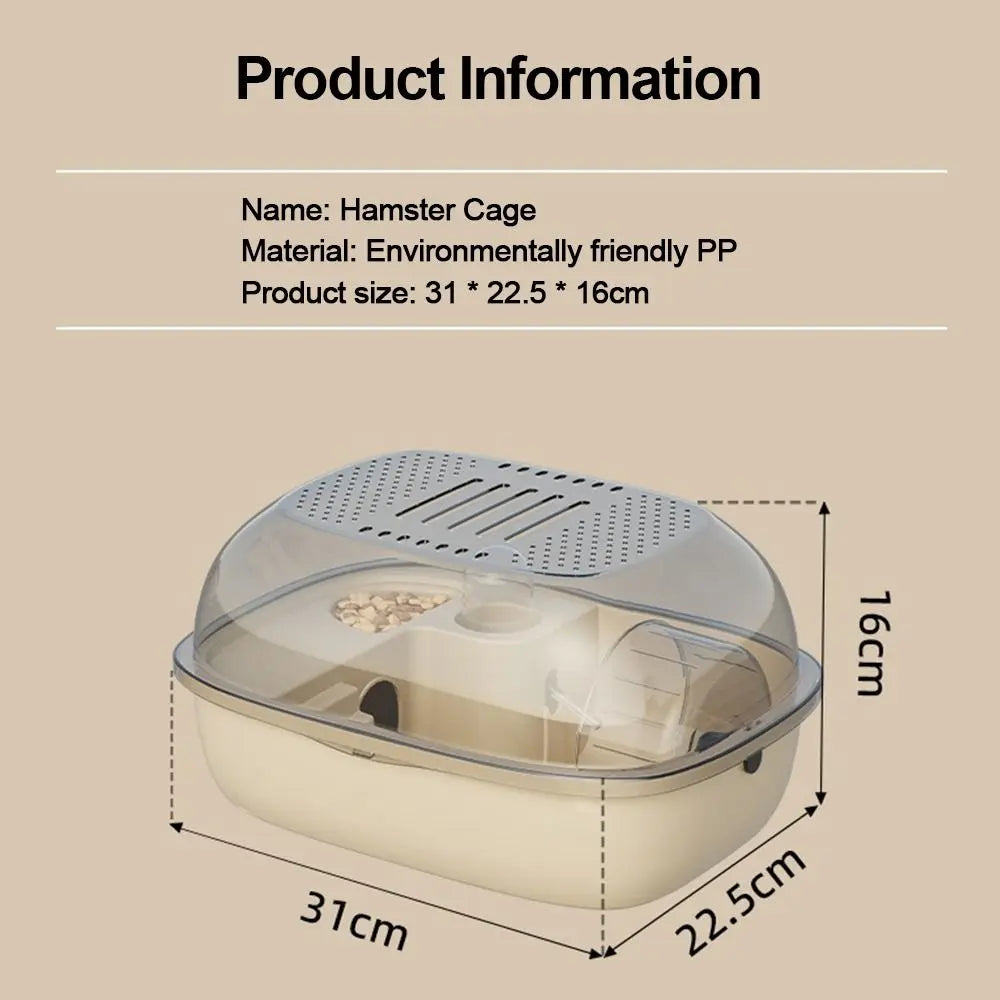 Large Hamster Cage – Ventilated, Transparent & Easy Clean Small Animal Cage HIP