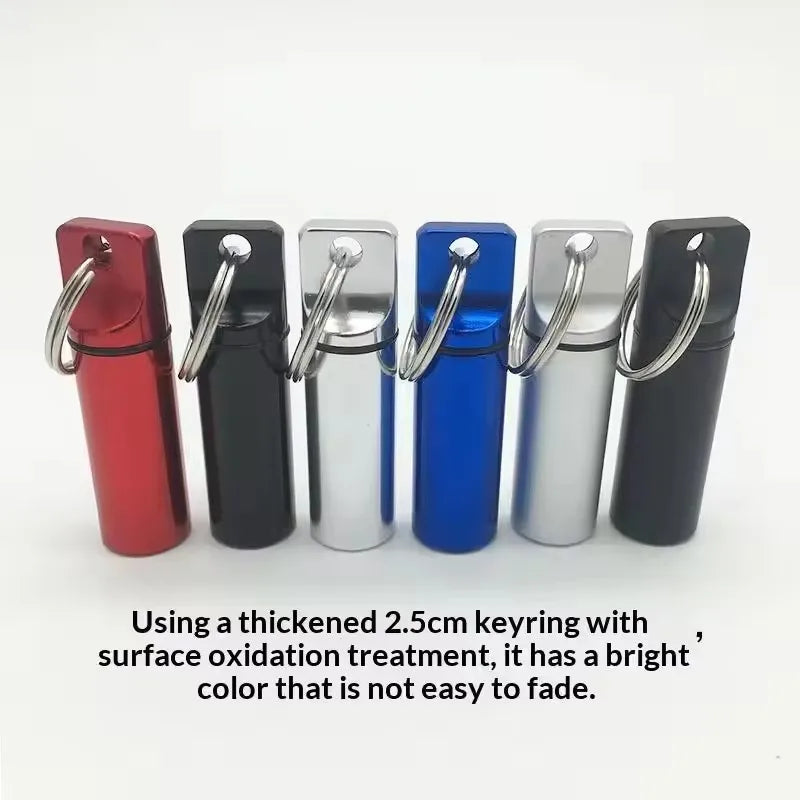 Aluminum Waterproof Pill Box Case with Keychain | Sealed Pill Storage Case HIP