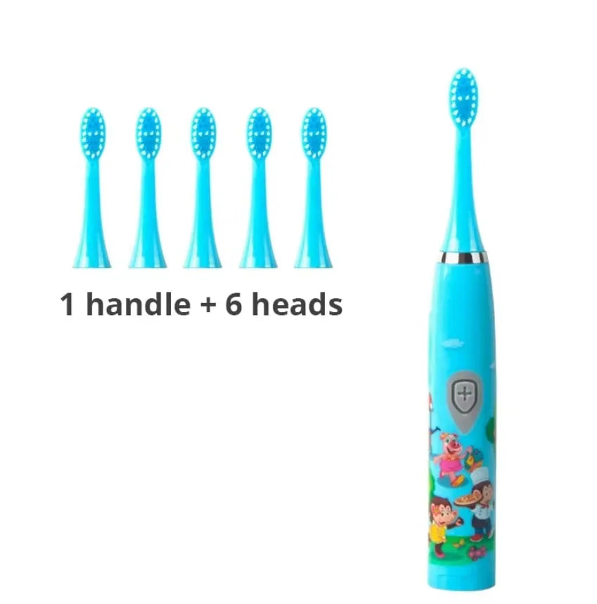 Acoustic Wave Electric Toothbrush Couples Set – 3 Brush Heads Electric Toothbrush Set HIP Blue With 6 Heads