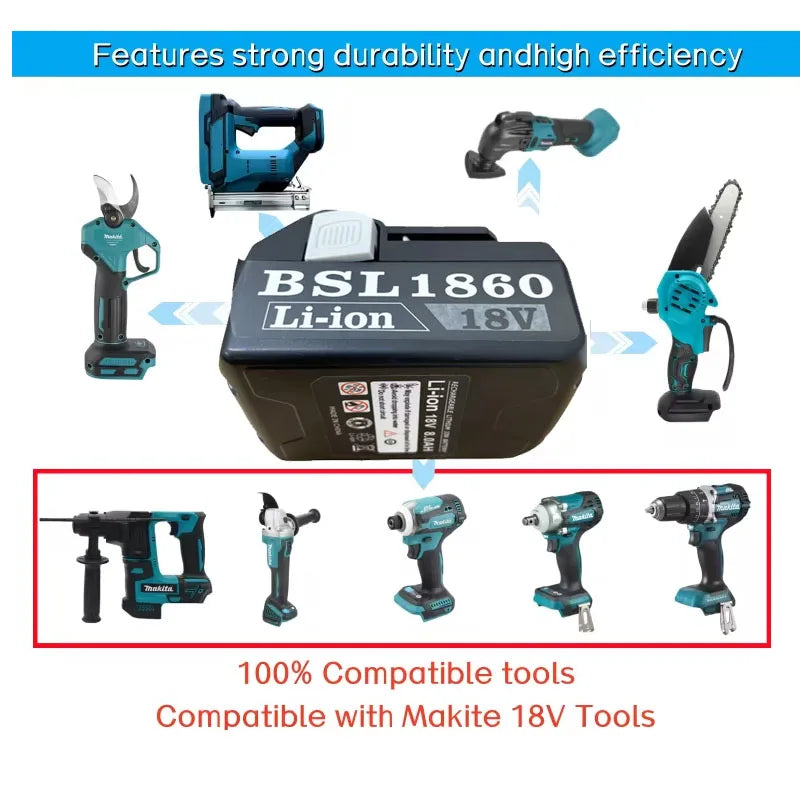 18V 8.0Ah Li-Ion Replacement Battery for Hitachi Power Tools Power Tool Battery HIP
