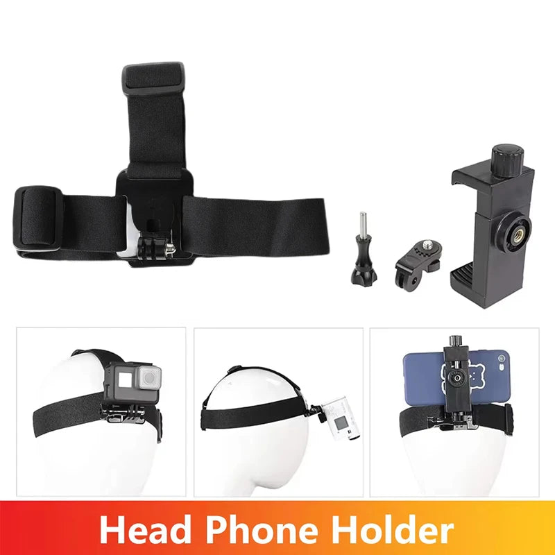Headband Phone & Action Camera Mount Strap – GoPro, iPhone Camera Head Mount HIP