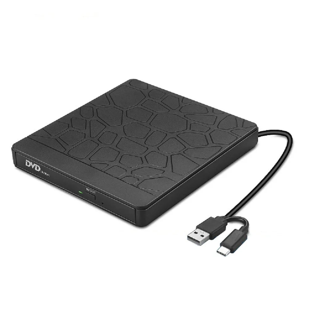 USB External DVD CD Burner Drive & Multi-Port Hub | OULLX External Optical Drive HIP Black