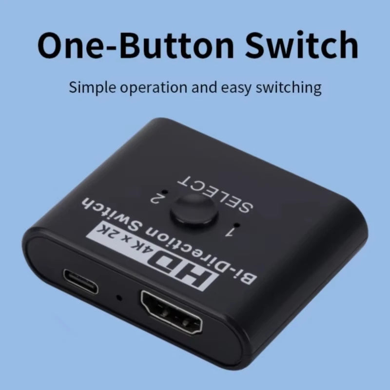 4K Bidirectional HDMI Switch 2-Port Splitter – Plug & Play HDMI Switch Splitter HIP