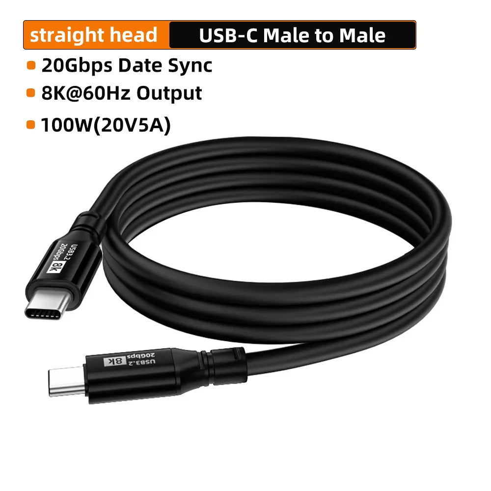 USB-C to USB-C 100W PD Cable – 20Gbps 8K Video USB 3.2 USB-C Charging Cable HIP 100W 20Gbps PVC 0.5m