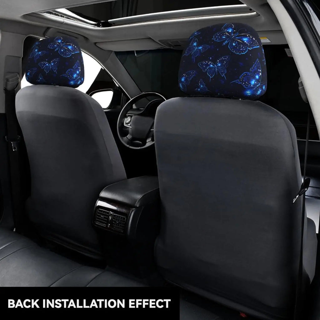 2-Pack Neon Blue Butterfly Car Headrest Covers | Universal Fit Car Headrest Cover HIP