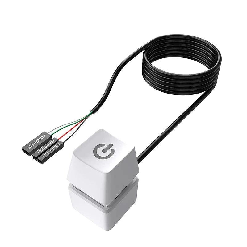 1.8m LED External PC Power Switch – Motherboard Desktop PC Power Switch Cable HIP White