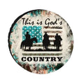 Patriotic American Flag Tire Cover – Cowboy God's Country Spare Tire Cover HIP 1 14in