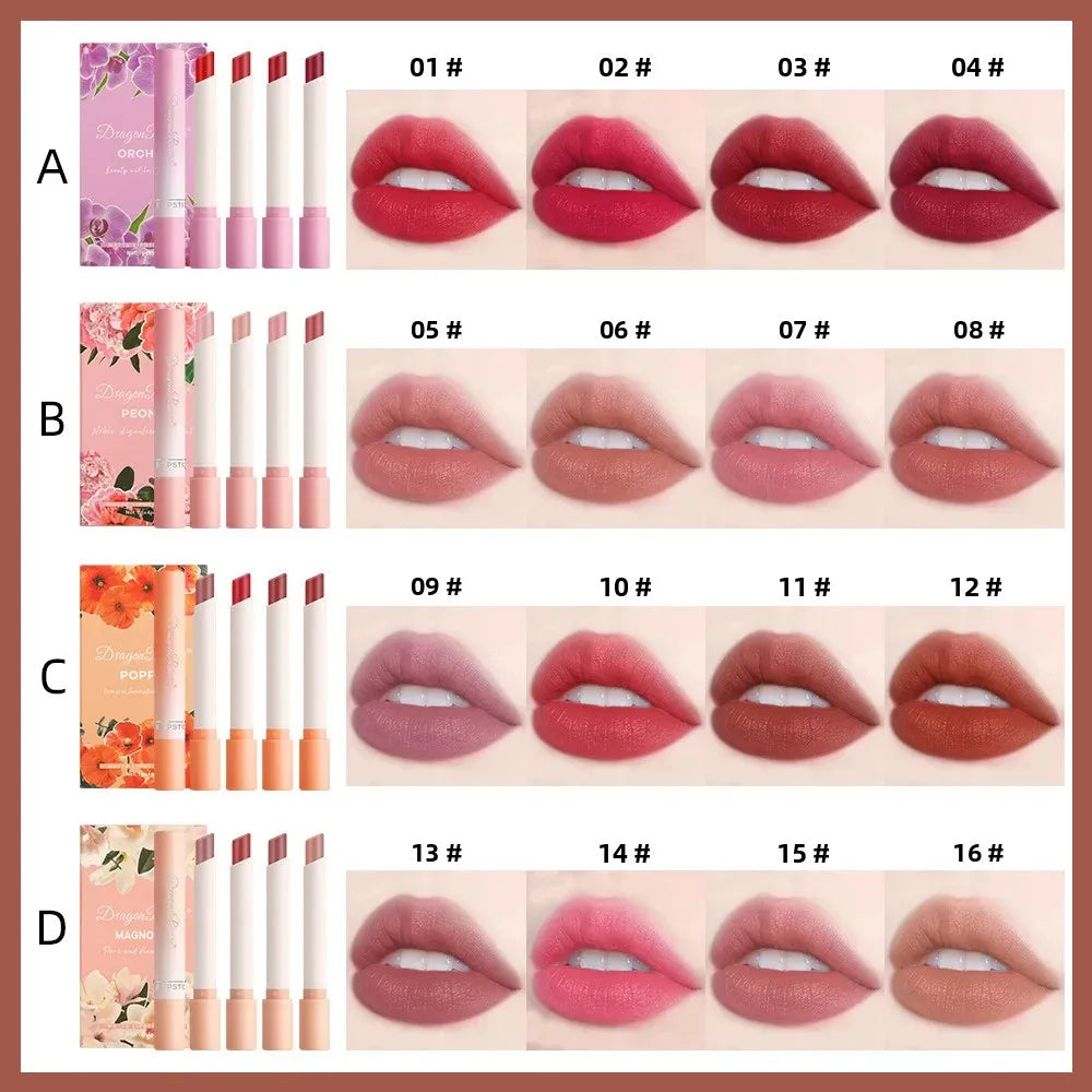 Dragon Ranee 4-Pc Velvet Matte Lipstick Set – Long-Lasting Matte Lipstick Set HIP
