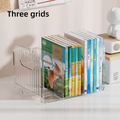 Clear Acrylic Book Stand – Multi-Compartment Desk Organizer Acrylic Desk Organizer HIP Three grids