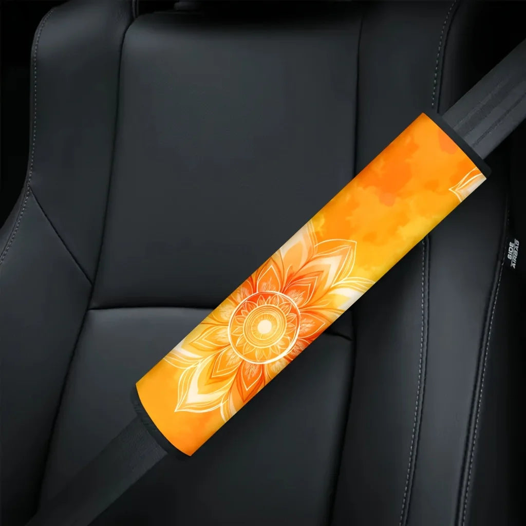 2-Pack Lotus Pattern Car Seat Belt Covers – Orange & White Seat Belt Cover HIP