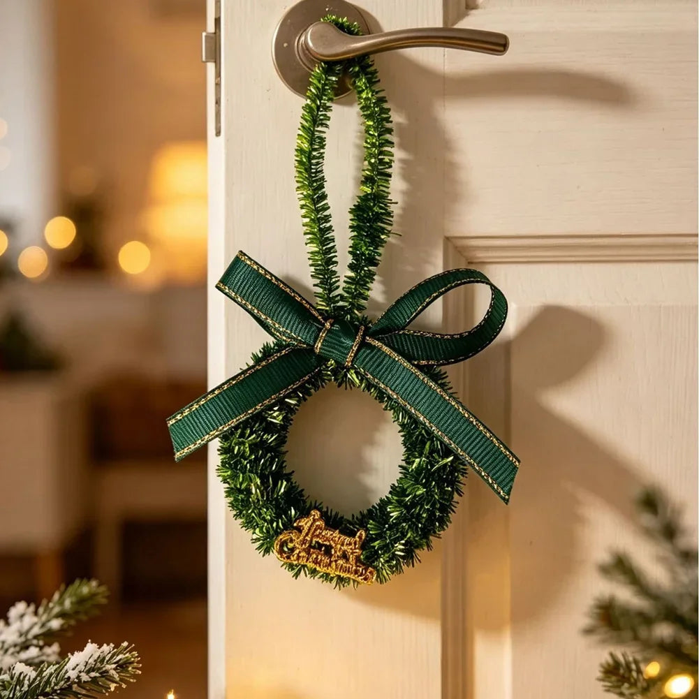 With Bell Merry Christmas Wreath Pendant Car Door Hanging Decoration Xmas Party Christmas Tree Decor Accessories HIP 01