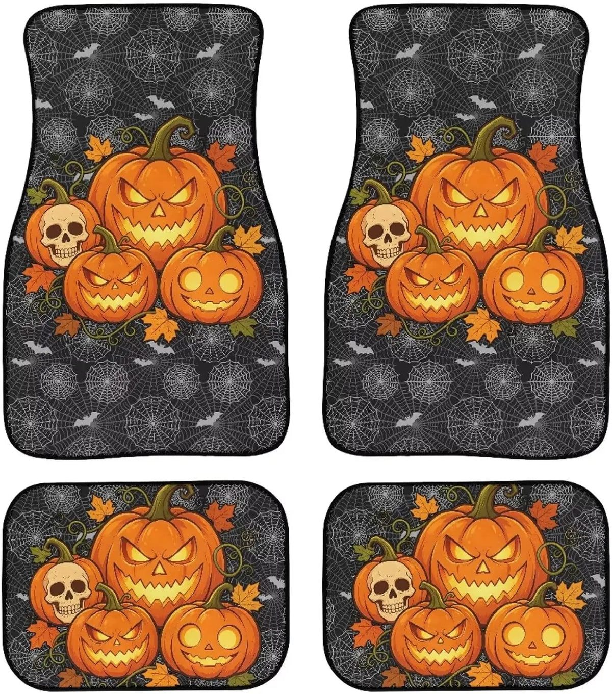 Halloween Jack-O-Lantern Bat Car Floor Mats – Universal Fit Car Floor Mats HIP black