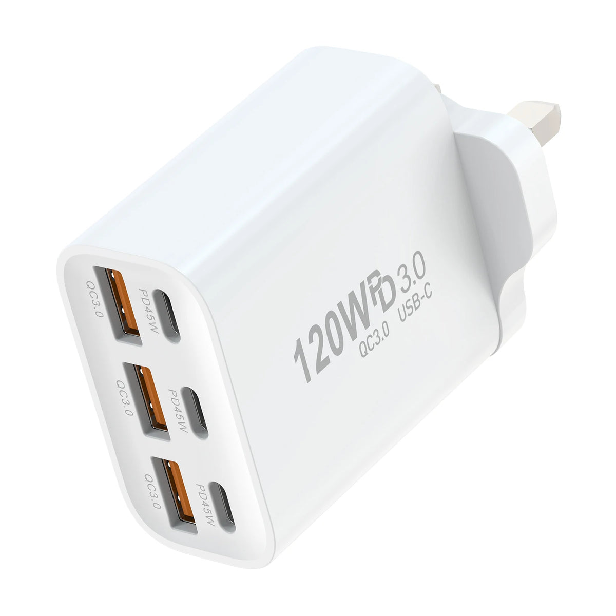 120W Multiport USB Wall Charger QC3.0 PD – 6 Ports UK/EU/US USB Wall Charger HIP