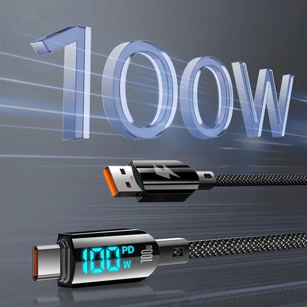 100W USB-C Fast Charge Cable with Digital Display – 1.2M USB-C Charging Cable HIP