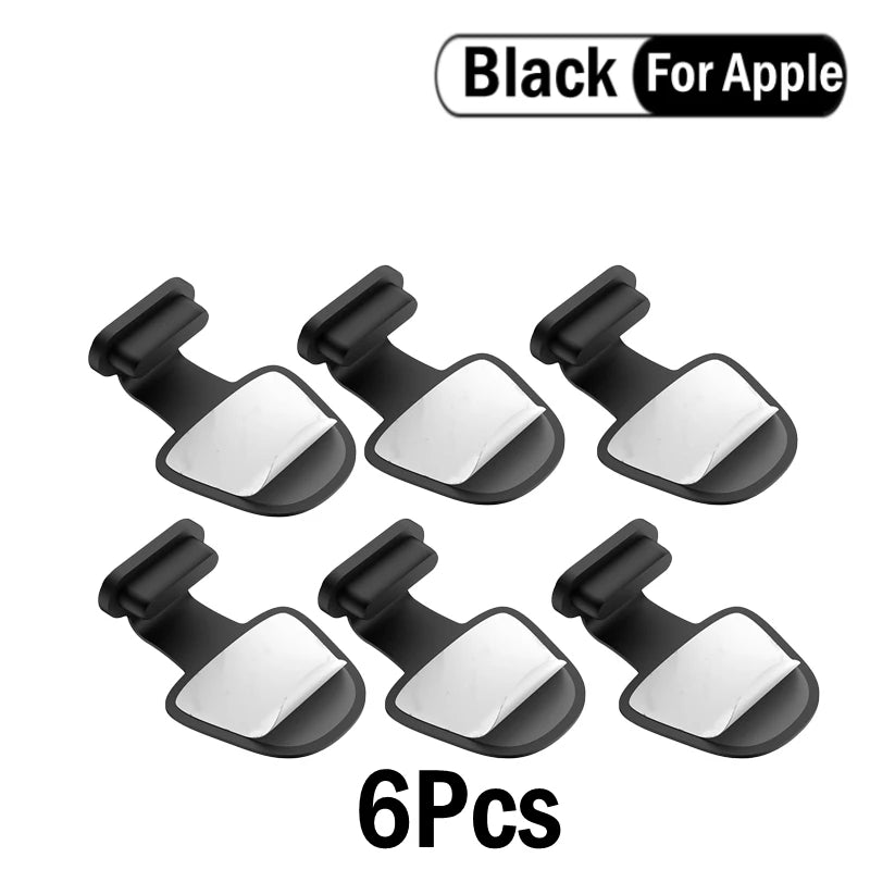 6-Pack Silicone Dust Plugs for Type-C & Apple Ports Phone Port Protector HIP 6 Black-Apple