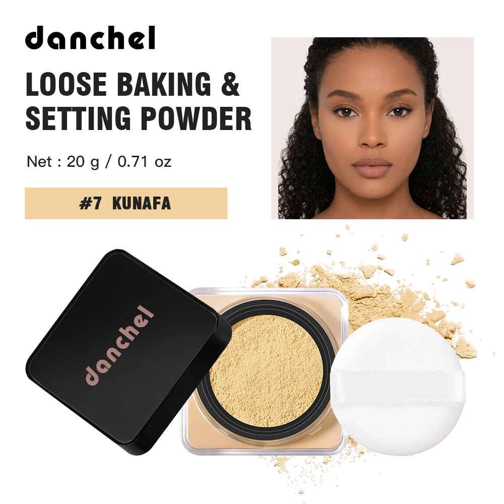 Waterproof Long Lasting Loose Baking Setting Powder &Puff Matte Finish Oil Control Face Cosmetics Anti Sweat Oil Absorb Makeup HIP 7KUNAFA