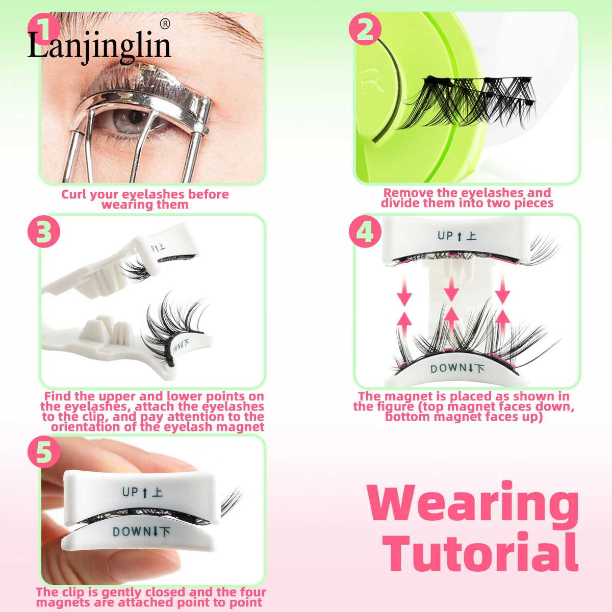 Magnetic Eyelashes 1 Pair Reusable 3D Glue-free Waterproof False Eyelashes Natural False Eyelashes and Magnetic Tweezers Set HIP
