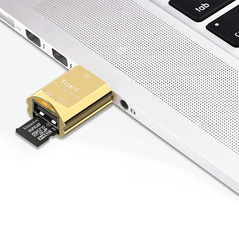USB-C OTG Card Reader – Micro SD TF & USB Adapter | OULLX USB-C Card Reader HIP