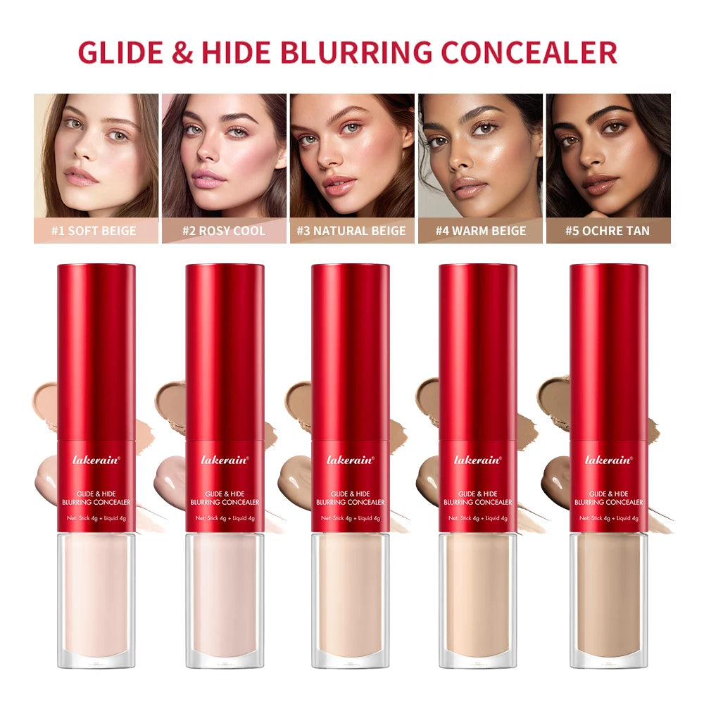 GlideHide Blurring Concealer Creamy texture Conceals dark circles wrinkles Dual formula liquid tip balm stick Long-lastin HIP