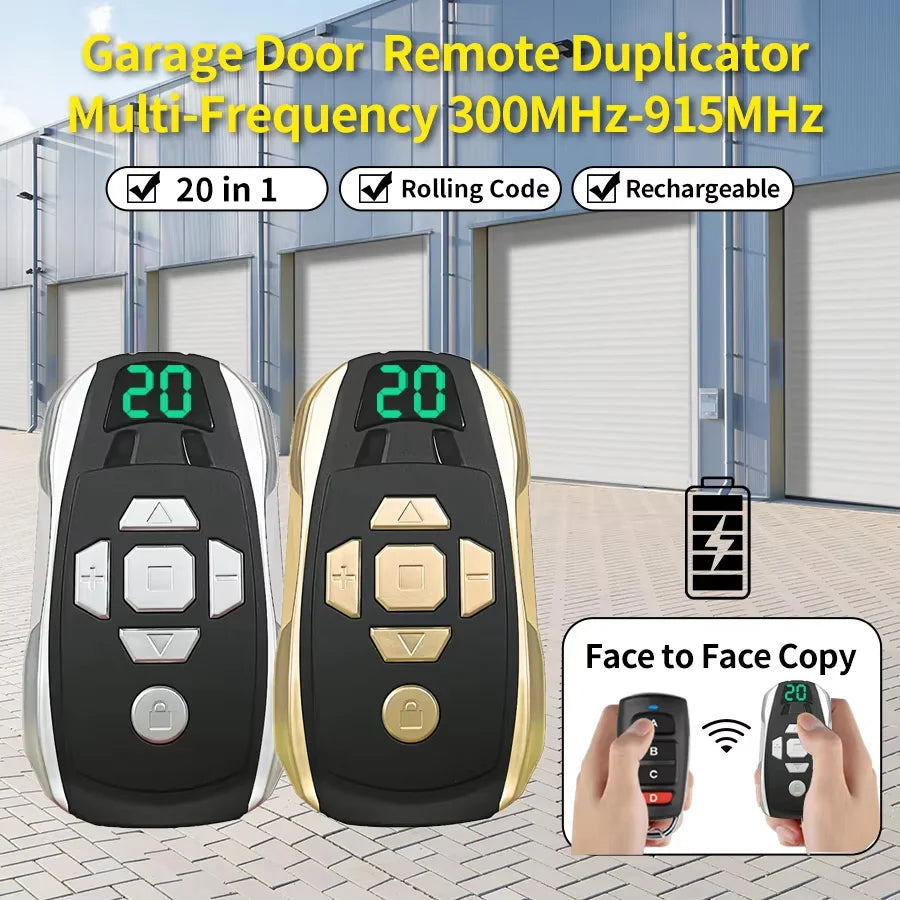 20-Channel Rechargeable Key Duplicator For Universal Garage Door Remote Control Gate Controller Clone 300-915Mhz Multi-frequency HIP
