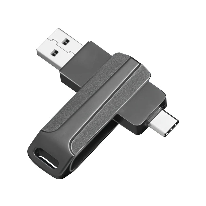 2-in-1 USB Type-C Flash Drive 8GB–128GB | 360° Rotate USB Flash Drive HIP Gray 128 GB