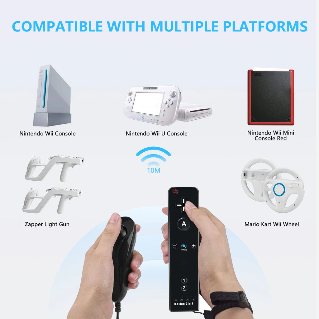 2-in-1 Bluetooth Wireless Controller Kit for Nintendo Wii/Wii U Wireless Game Controller HIP