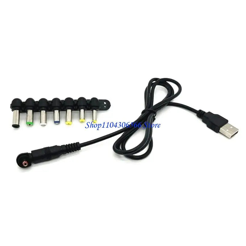 USB to DC 5.5x2.5 Converter Cable – 8 Adapters 5V 9V 12V USB Power Converter Cable HIP